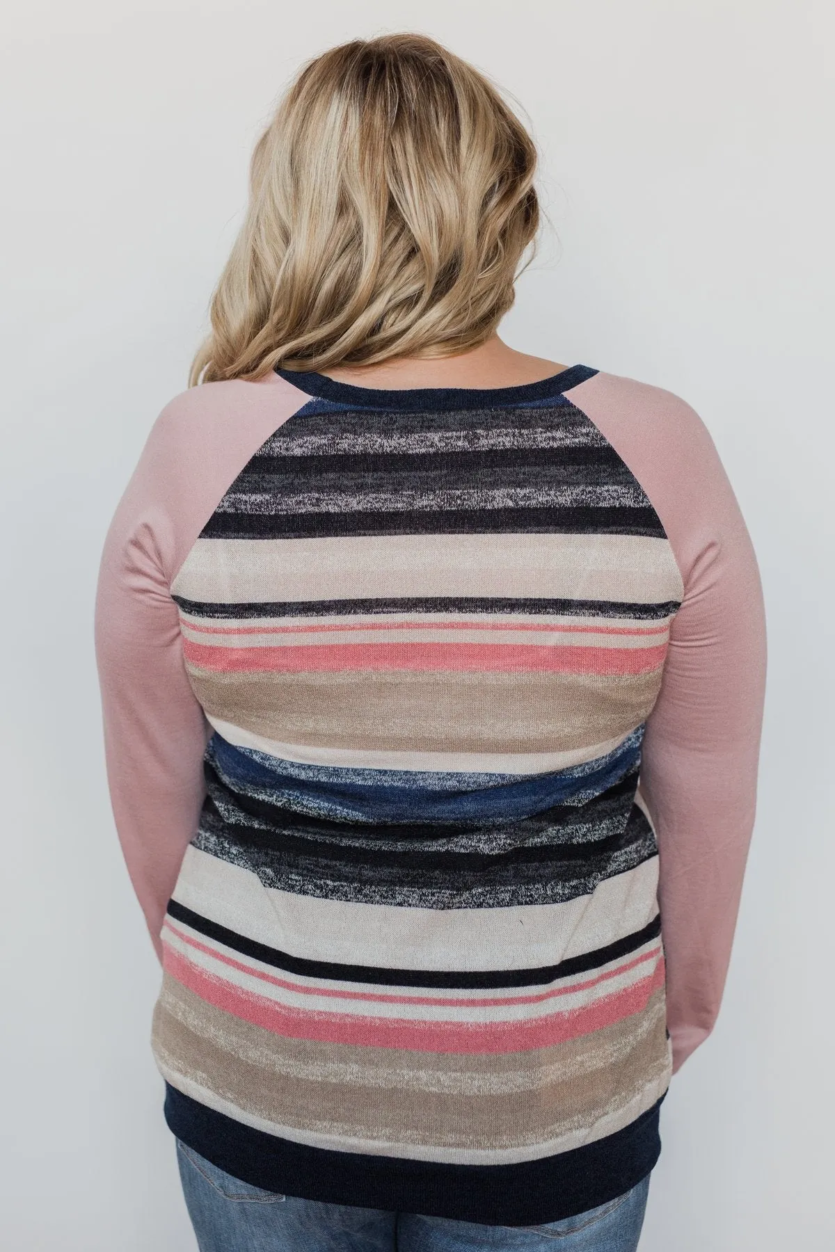 Love Always Long Sleeve Pullover - Mauve & Navy