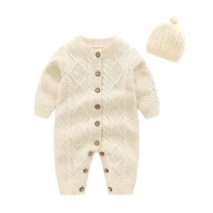 Lovely Unisex Knitted Jumpsuit with Cap
