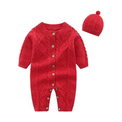 Lovely Unisex Knitted Jumpsuit with Cap