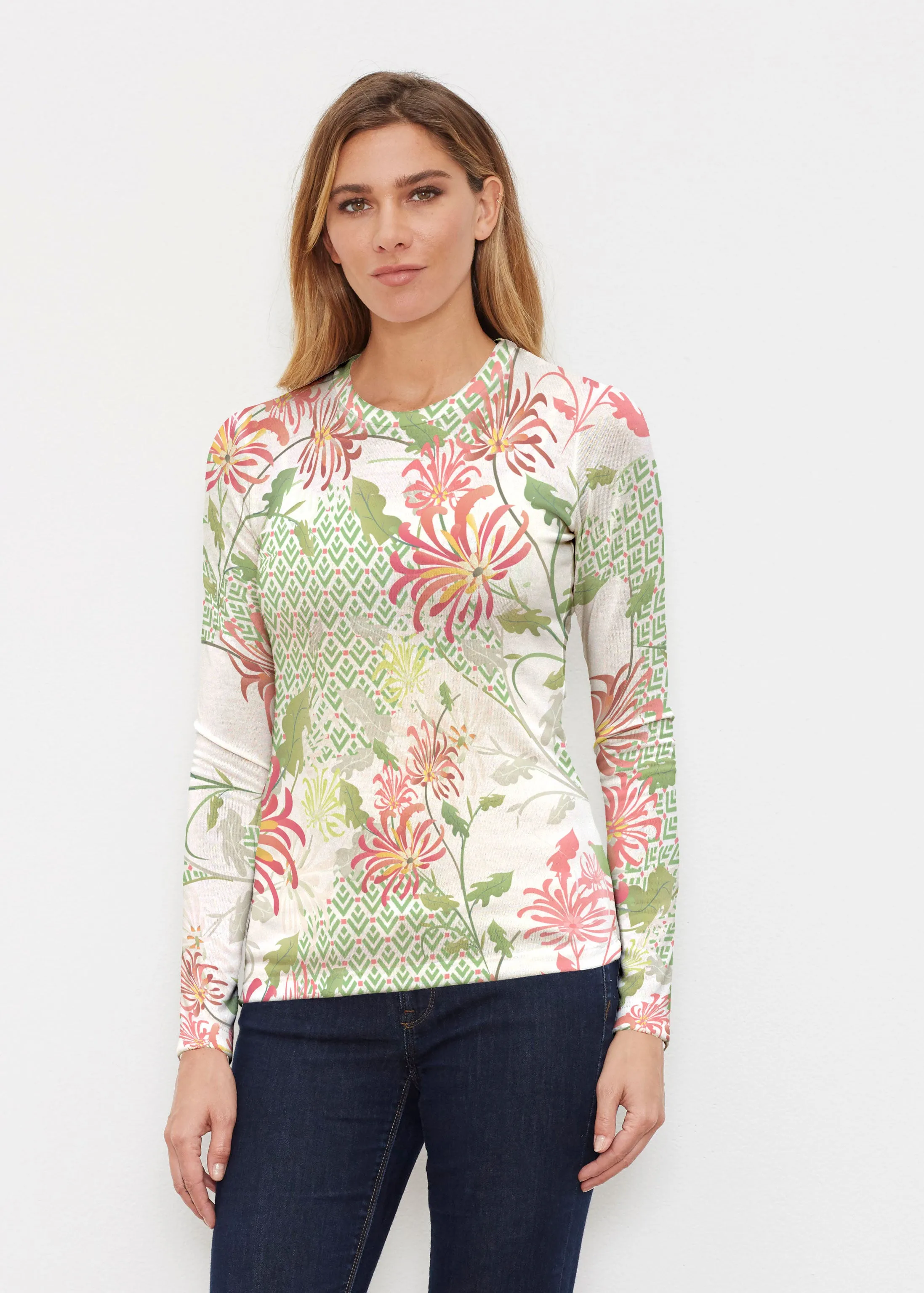 Lucia Green (8089) ~ Butterknit Long Sleeve Crew Top