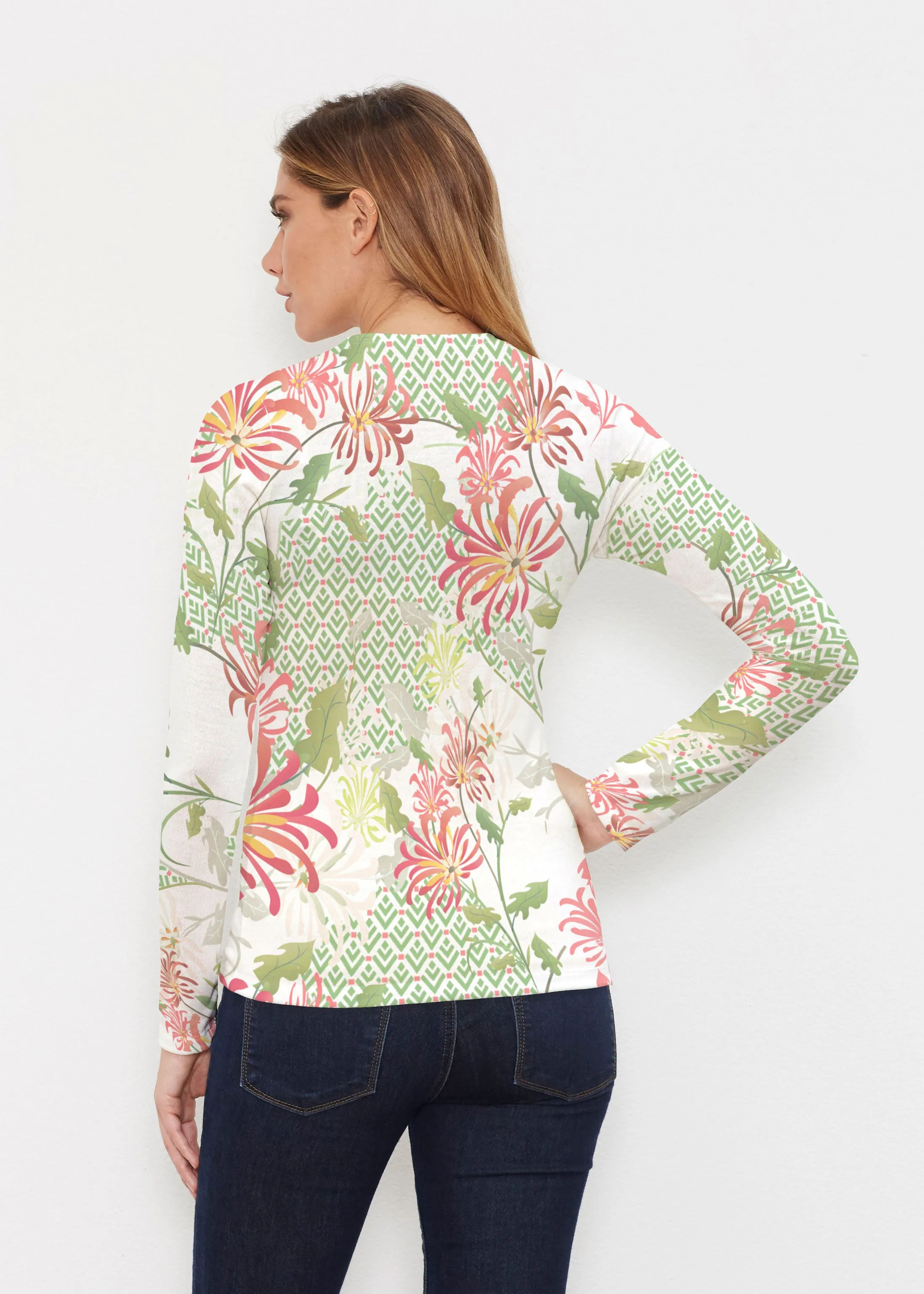 Lucia Green (8089) ~ Butterknit Long Sleeve V-Neck Top