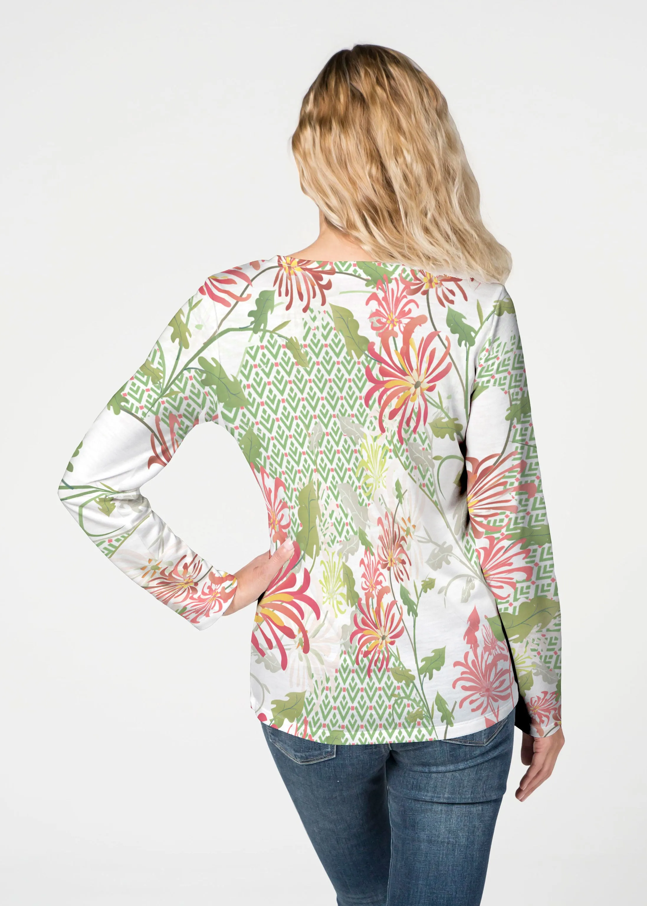 Lucia Green (8089) ~ French Terry V-neck Top