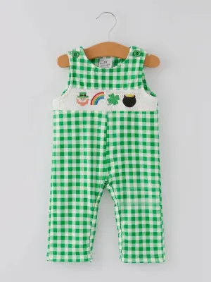 Lucky Charm Boys Smocked Romper: Green Mix