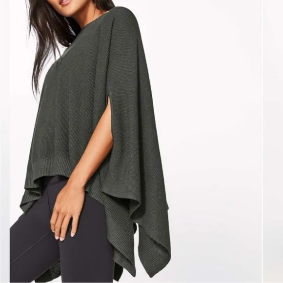 Lululemon Forward Flow Cape Dark Gray Boolux Cashmere Travel Commute One Size