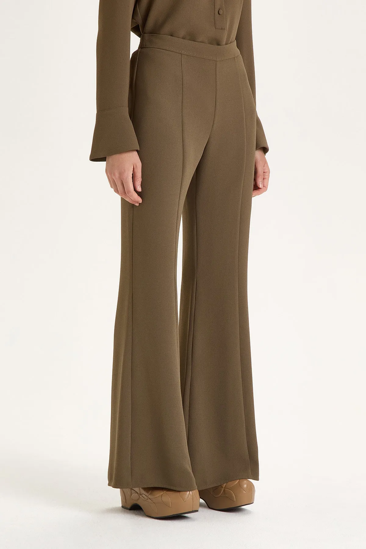 [MALIPARMI] SABLE' CREPE TROUSERS - KHAKI