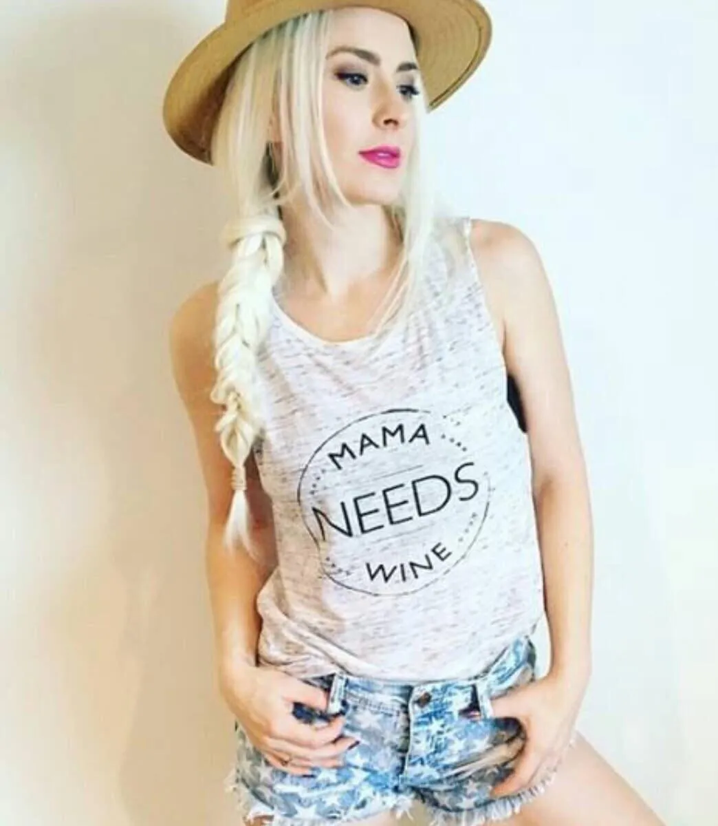 Mama Needs Wine - Retro Fitted Ringer