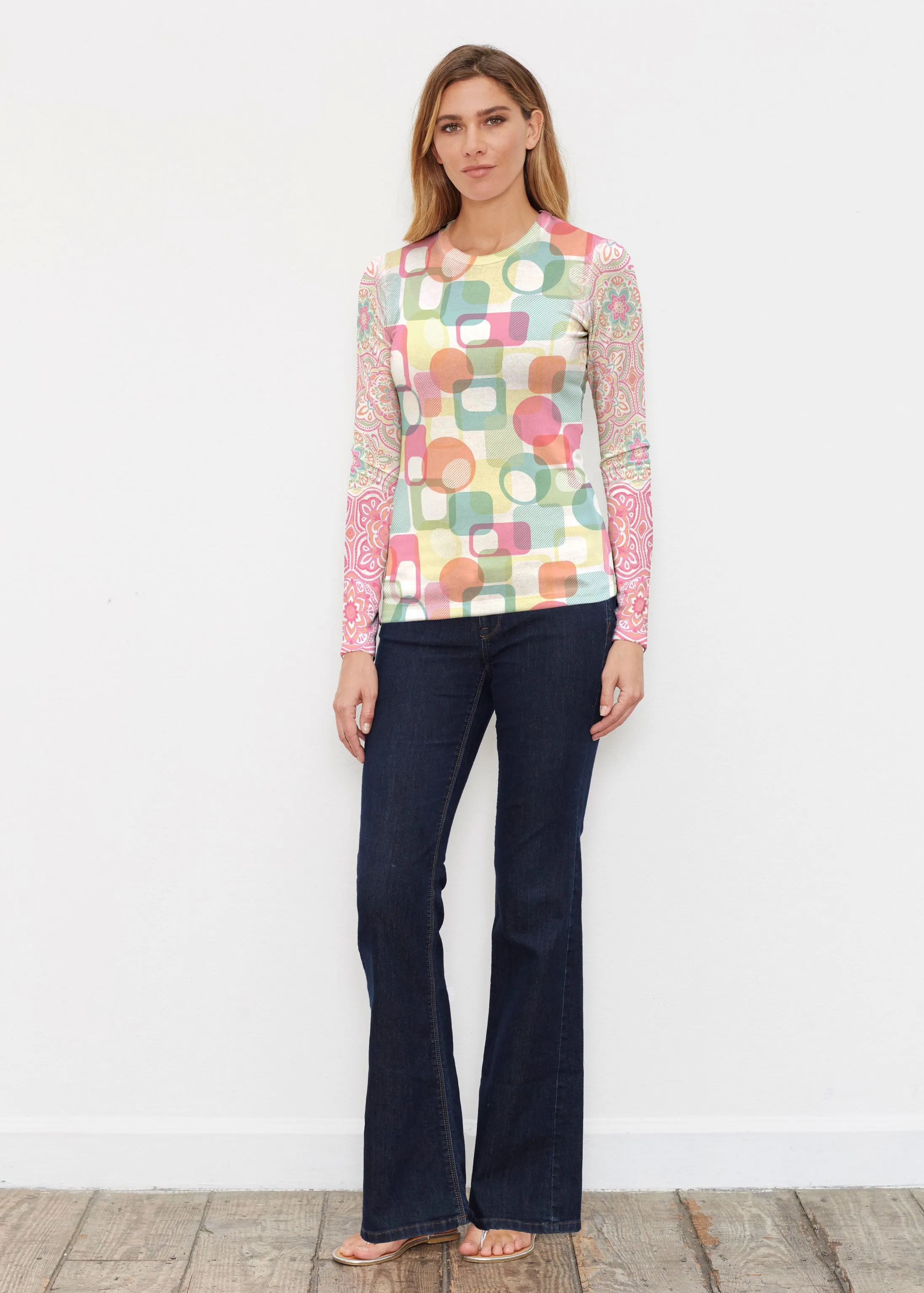 Mandala Geo (13495) ~ Butterknit Long Sleeve Crew Top