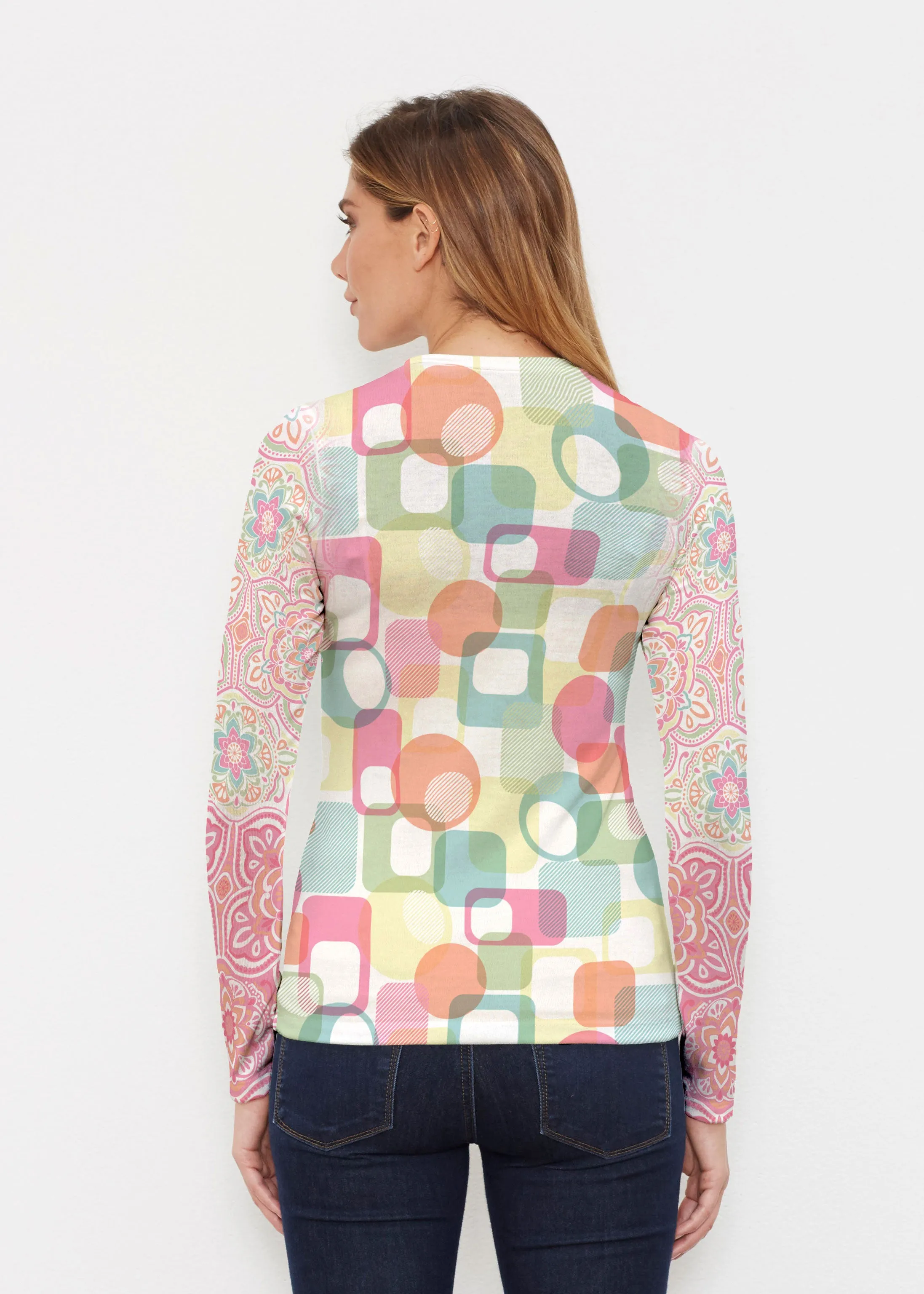 Mandala Geo (13495) ~ Butterknit Long Sleeve Crew Top