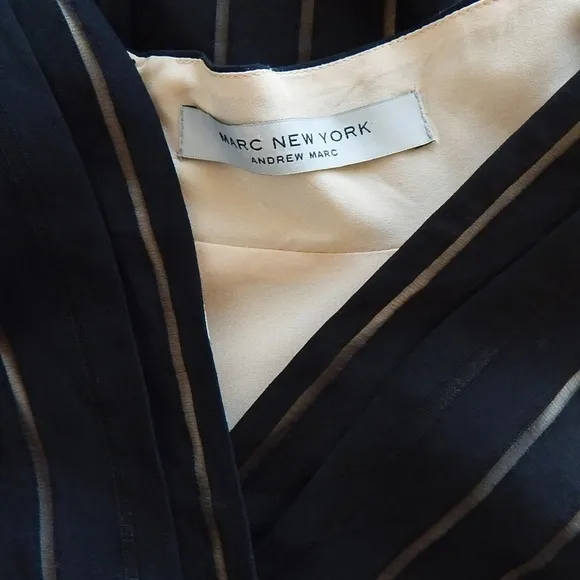 Marc New York  Black Nude Sheer Stripe Sleeveless A Line Dress Approx. 6 8