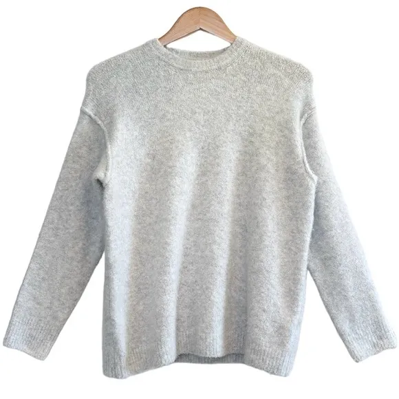 Marine Layer Wool Blend, Crew Neck, Bouncy, Stretchy, Light Grey, Oversized XS