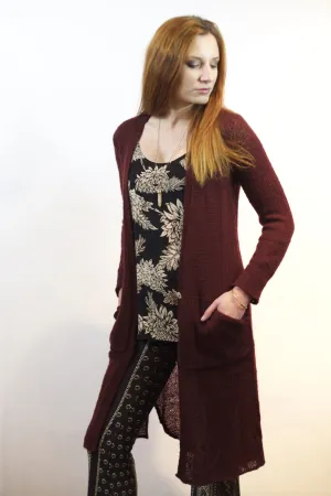 Maxi Cardigan- Burgundy