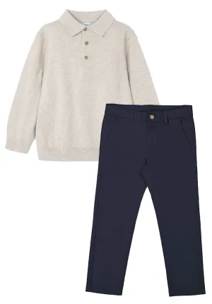 Mayoral 4102 Knit Polo Shirt and 513 Navy Chino Trousers In Stock Now