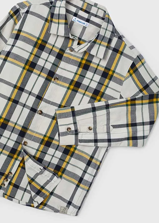 Mayoral 4115 Long Sleeve Check Shirt, 4351 Navy Stripe Jumper and 4540 Denim Jeans In Stock Now