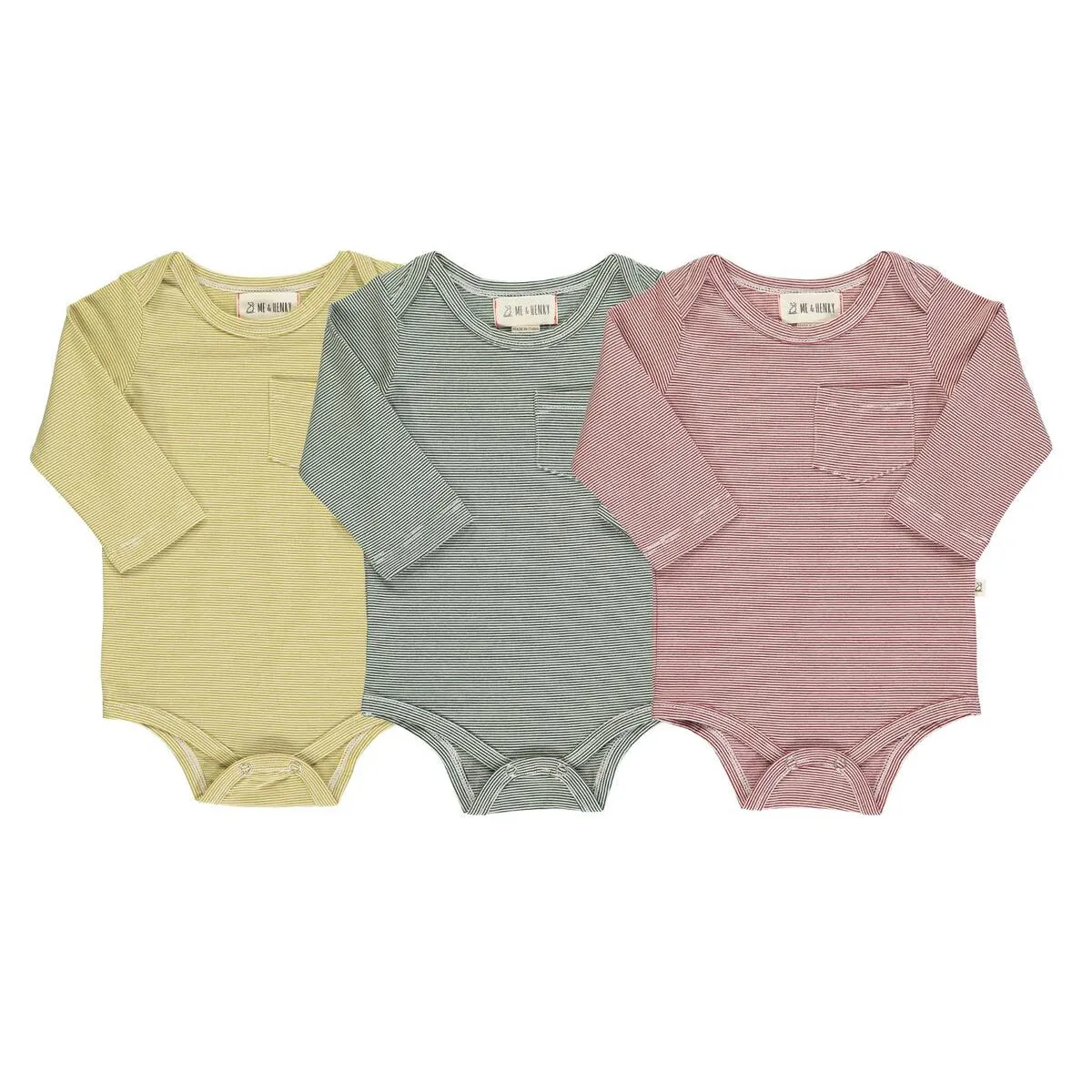 Me   Henry Tellico Micro Stripe Lone Sleeve Onesie