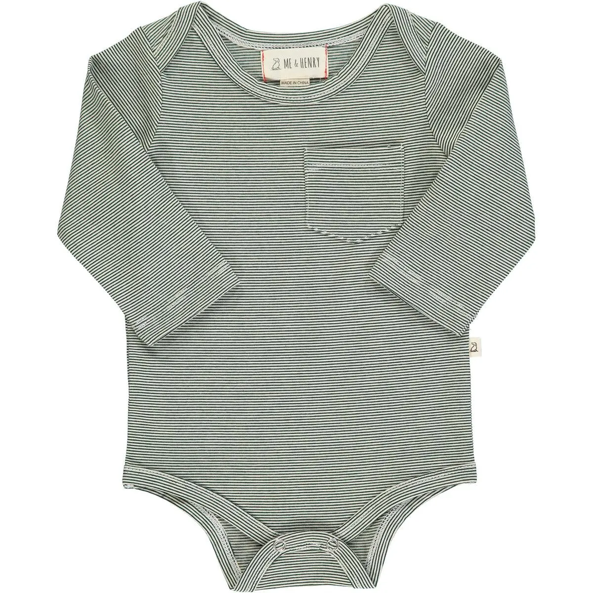 Me   Henry Tellico Micro Stripe Lone Sleeve Onesie