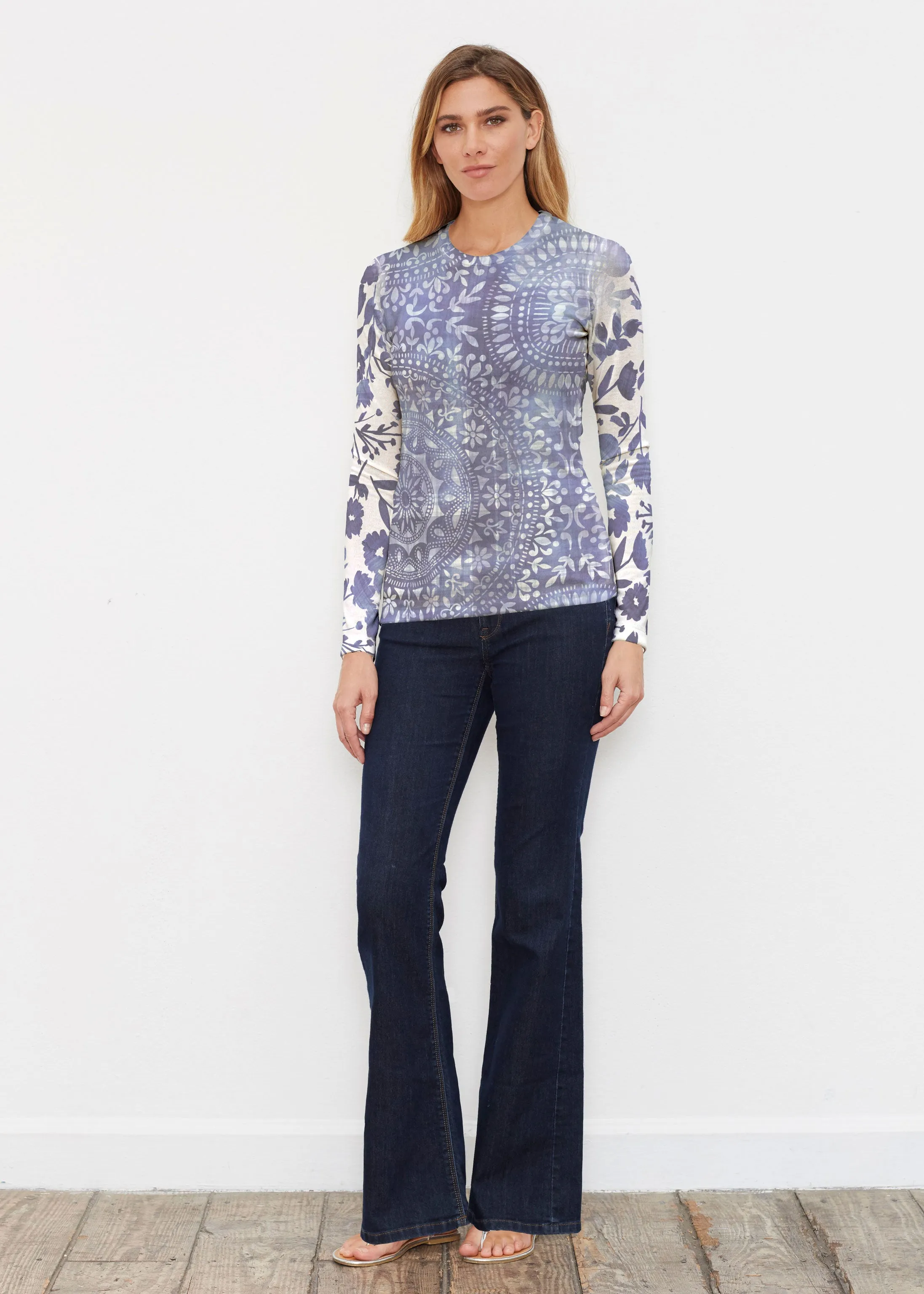 Medallion Flower (13453) ~ Butterknit Long Sleeve Crew Top