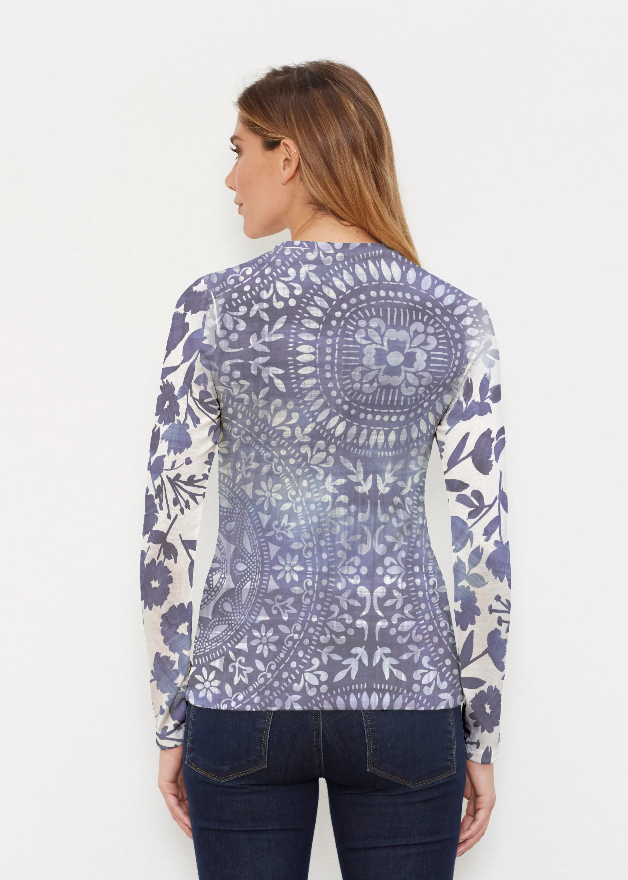 Medallion Flower (13453) ~ Butterknit Long Sleeve Crew Top