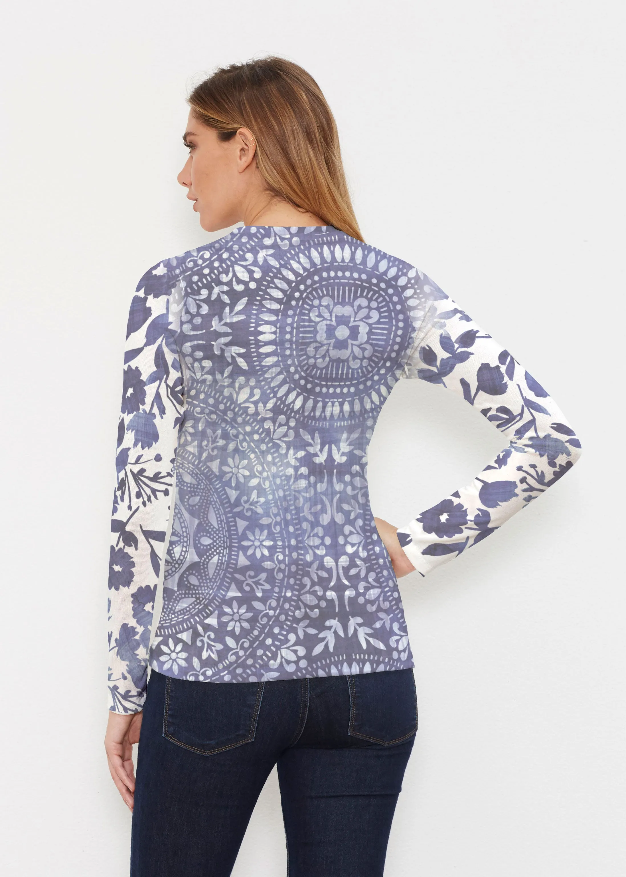 Medallion Flower (13453) ~ Butterknit Long Sleeve V-Neck Top
