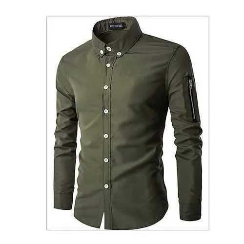 Men Zipper Decoration Shirt