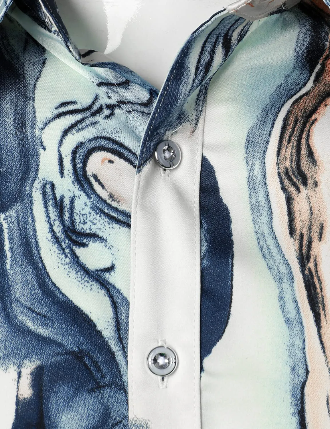 Men's Casual Abstract Print Button Up Long Sleeve Shirt