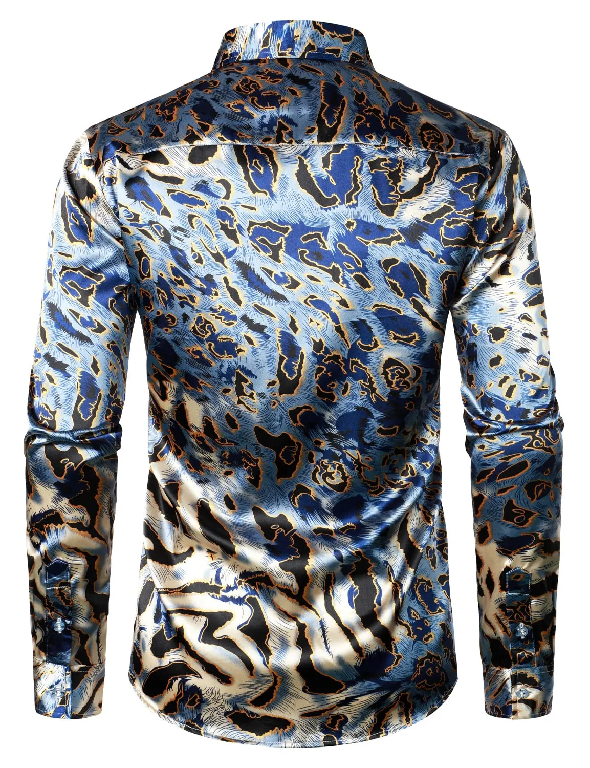 Men's Leopard Vintage Long Sleeve Button Up Dress Shirt