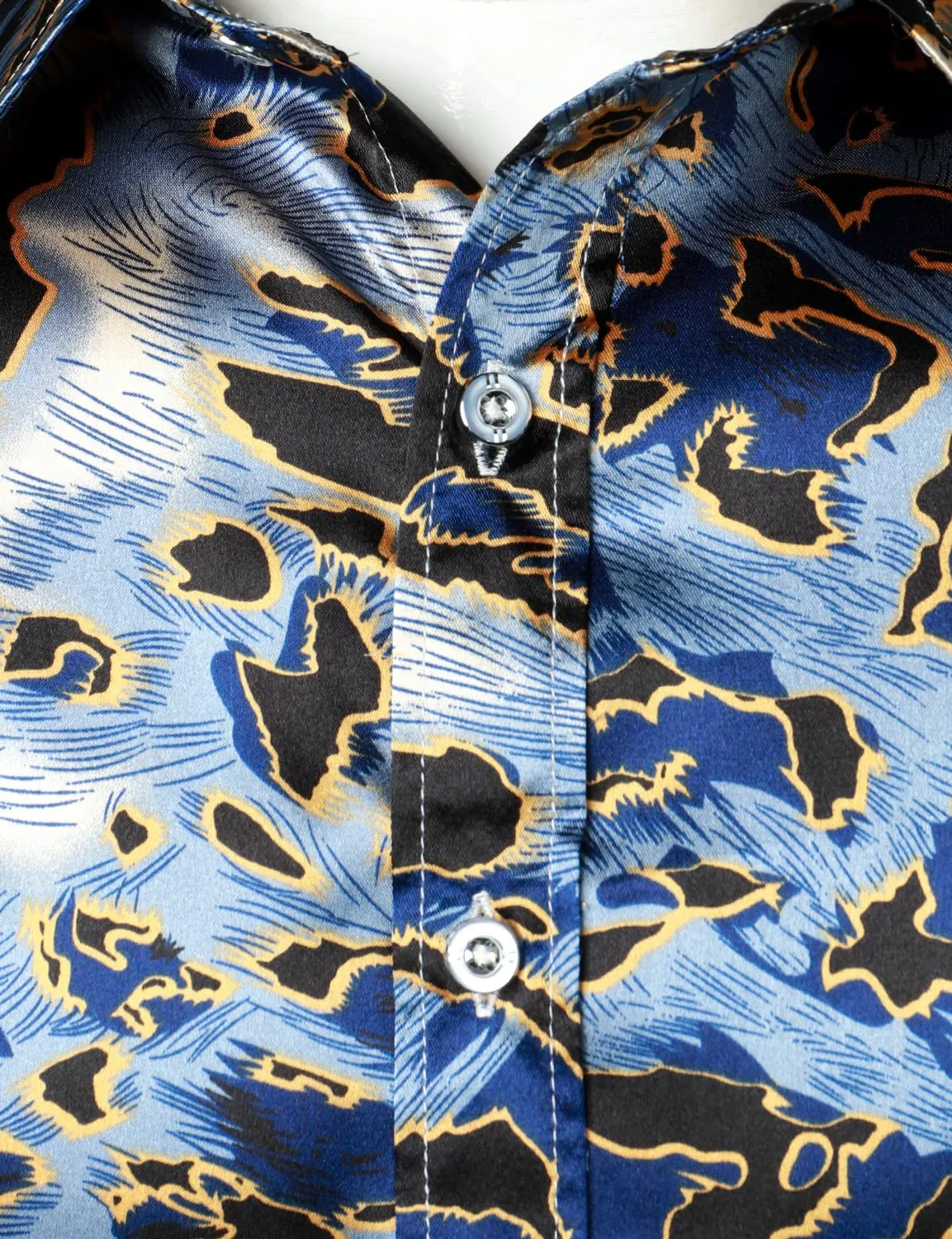 Men's Leopard Vintage Long Sleeve Button Up Dress Shirt