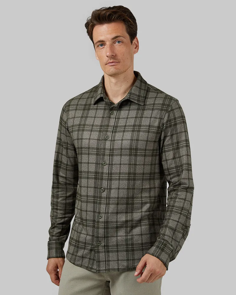 MEN'S SOFT STRETCH KNIT LONG SLEEVE BUTTON-UP