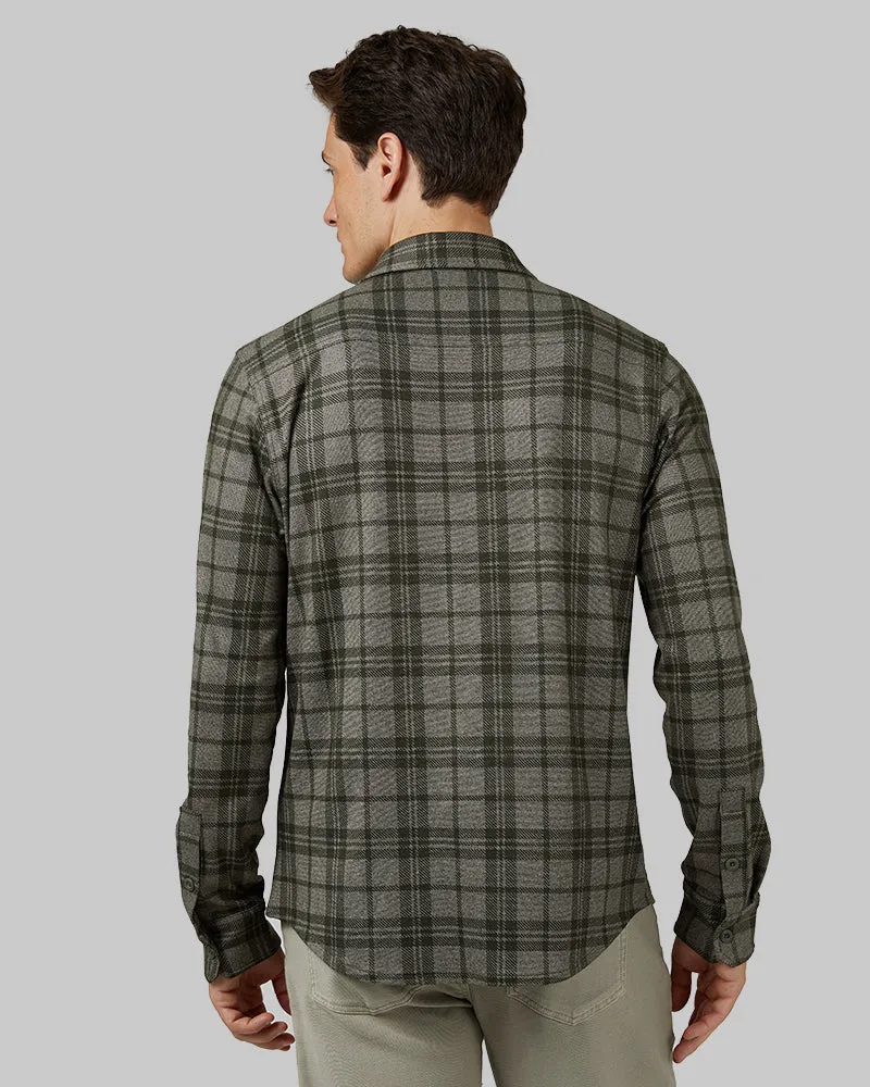 MEN'S SOFT STRETCH KNIT LONG SLEEVE BUTTON-UP