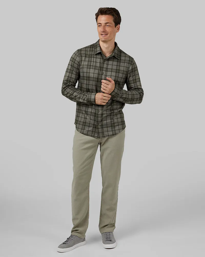 MEN'S SOFT STRETCH KNIT LONG SLEEVE BUTTON-UP