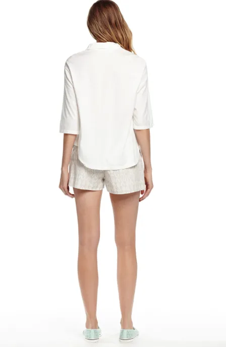Michael Stars Button Up Cropped Dream Tees Shirt | Sale