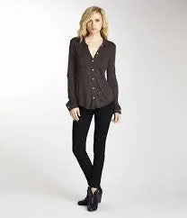 Michael Stars Button Up Cropped Dream Tees Shirt | Sale