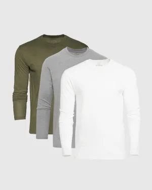 Military Green Classic Long Sleeve Crew 3-Pack