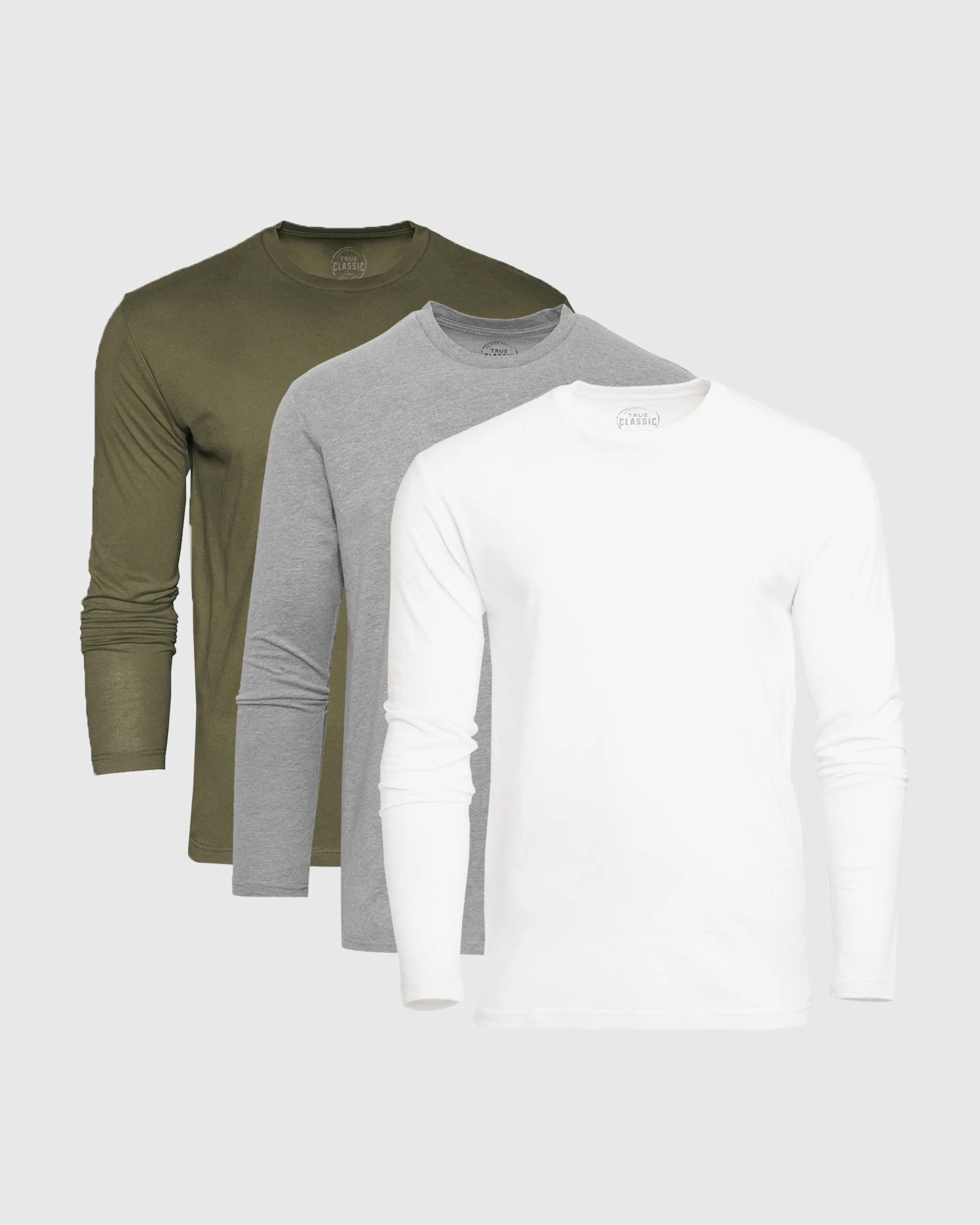 Military Green Classic Long Sleeve Crew 3-Pack