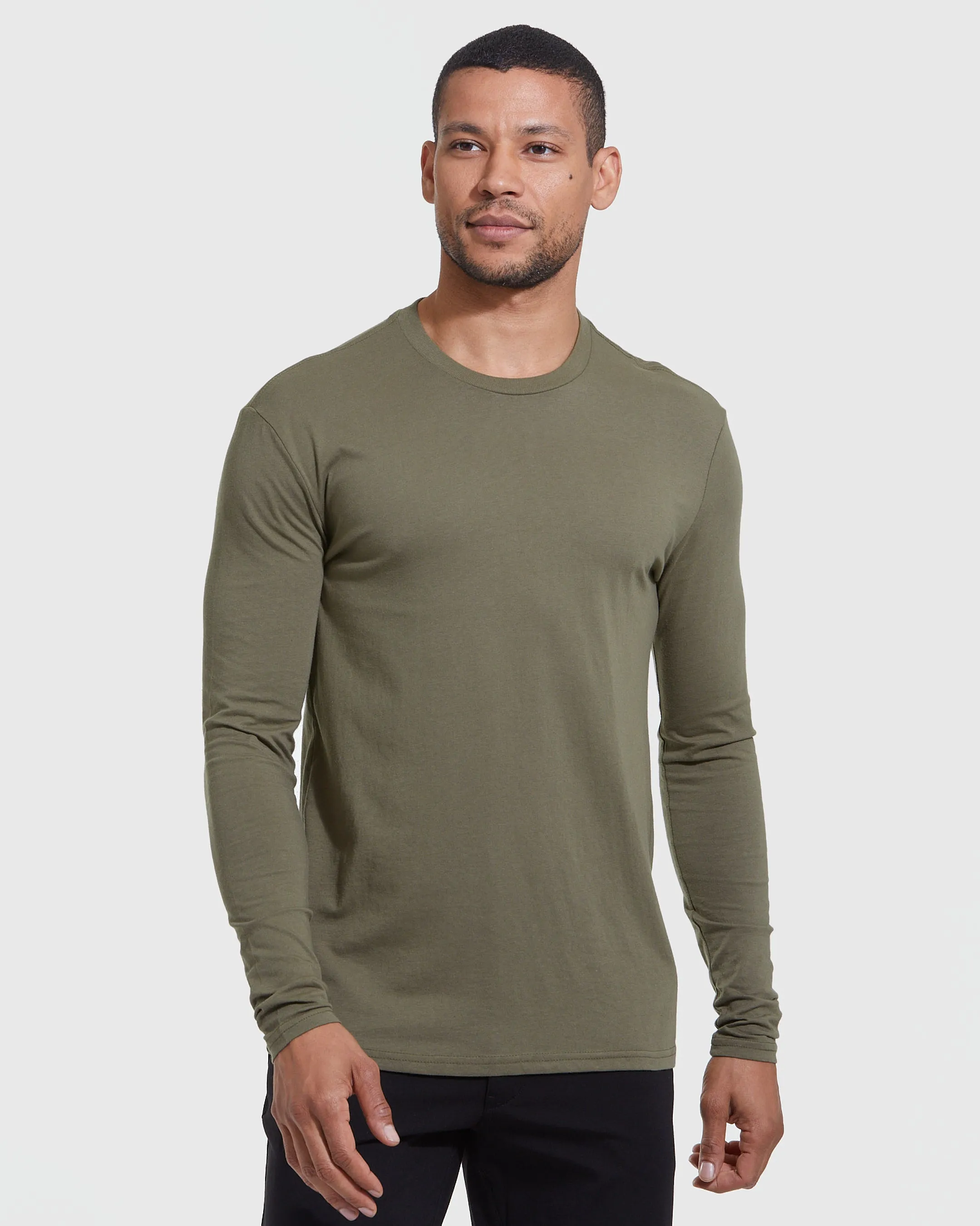 Military Green Classic Long Sleeve Crew 3-Pack