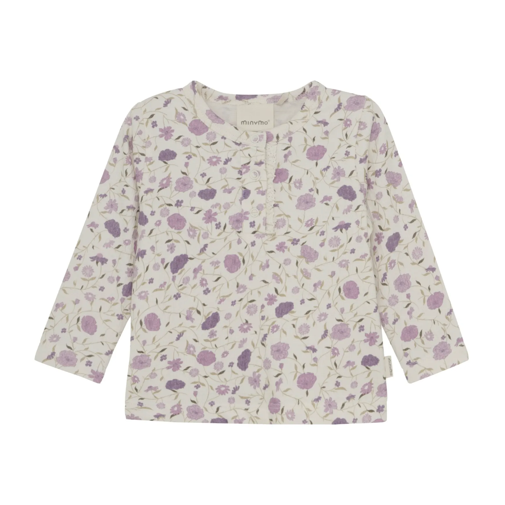 Minymo Long Sleeve Floral Shirt-Eggnog