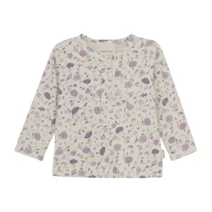 Minymo Long Sleeve Floral Shirt-Eggnog