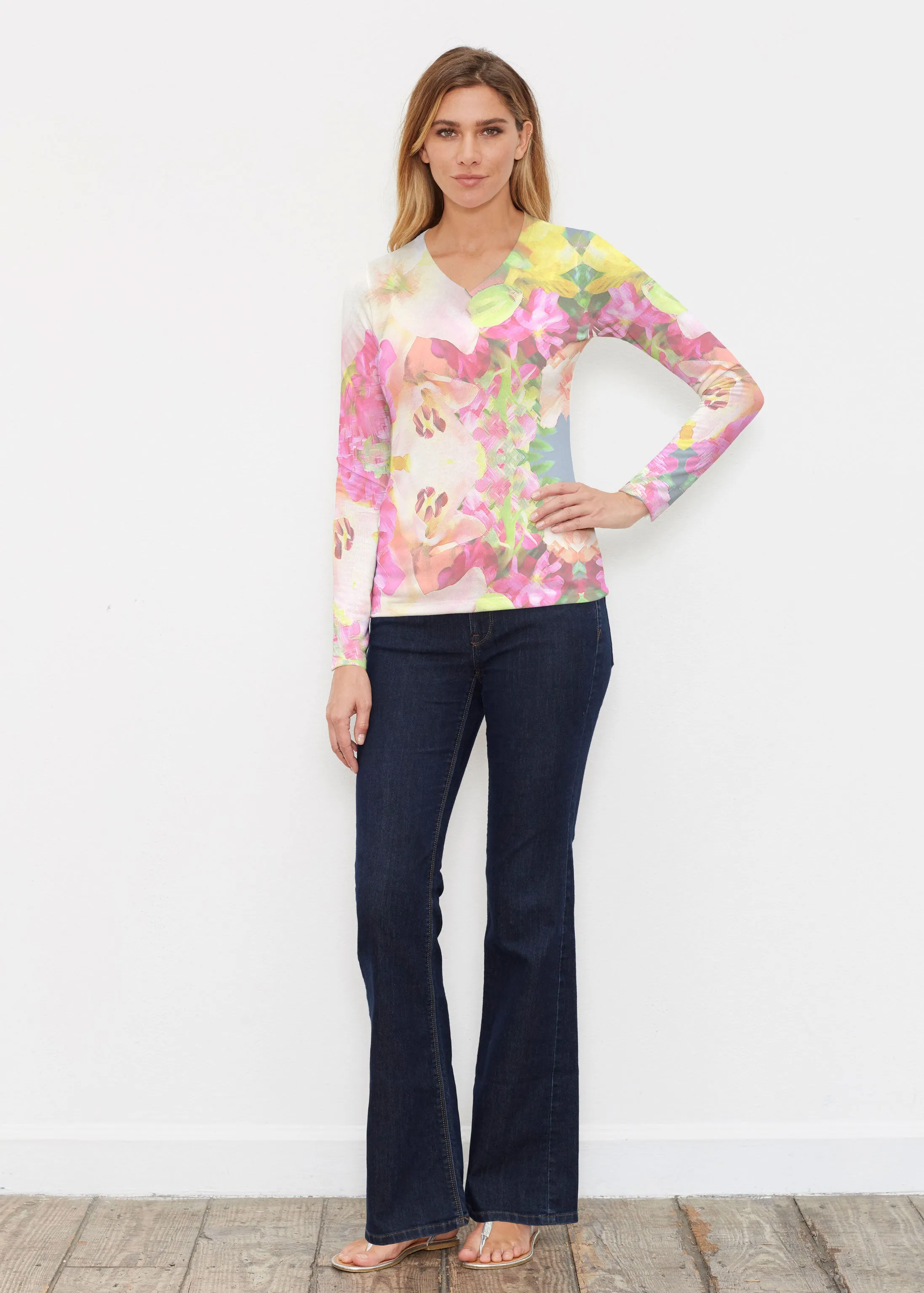 Mirage Pink (13140) ~ Butterknit Long Sleeve V-Neck Top