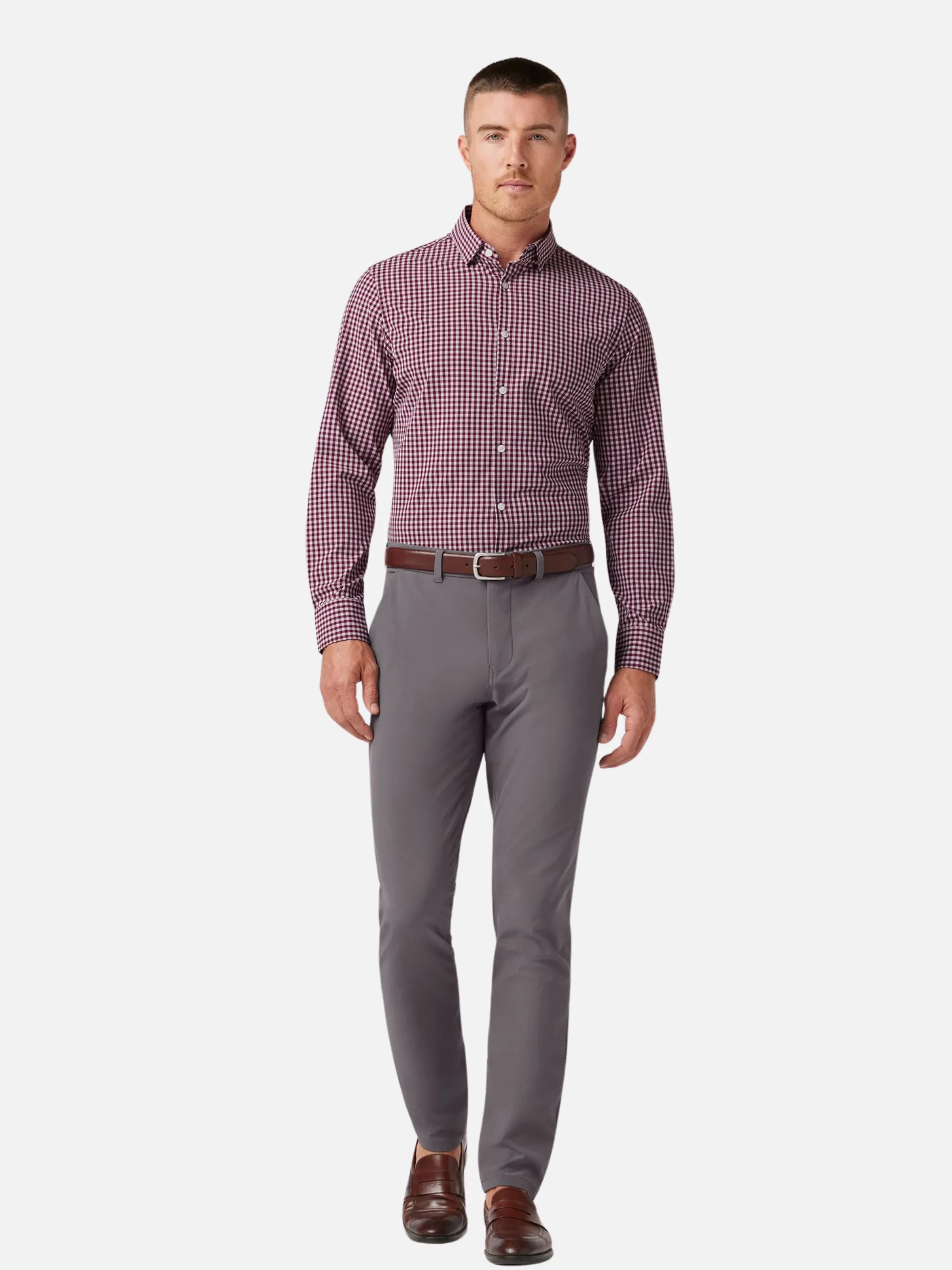 Mizzen   Main Leeward LS Dress Shirt - Garnet Gingham