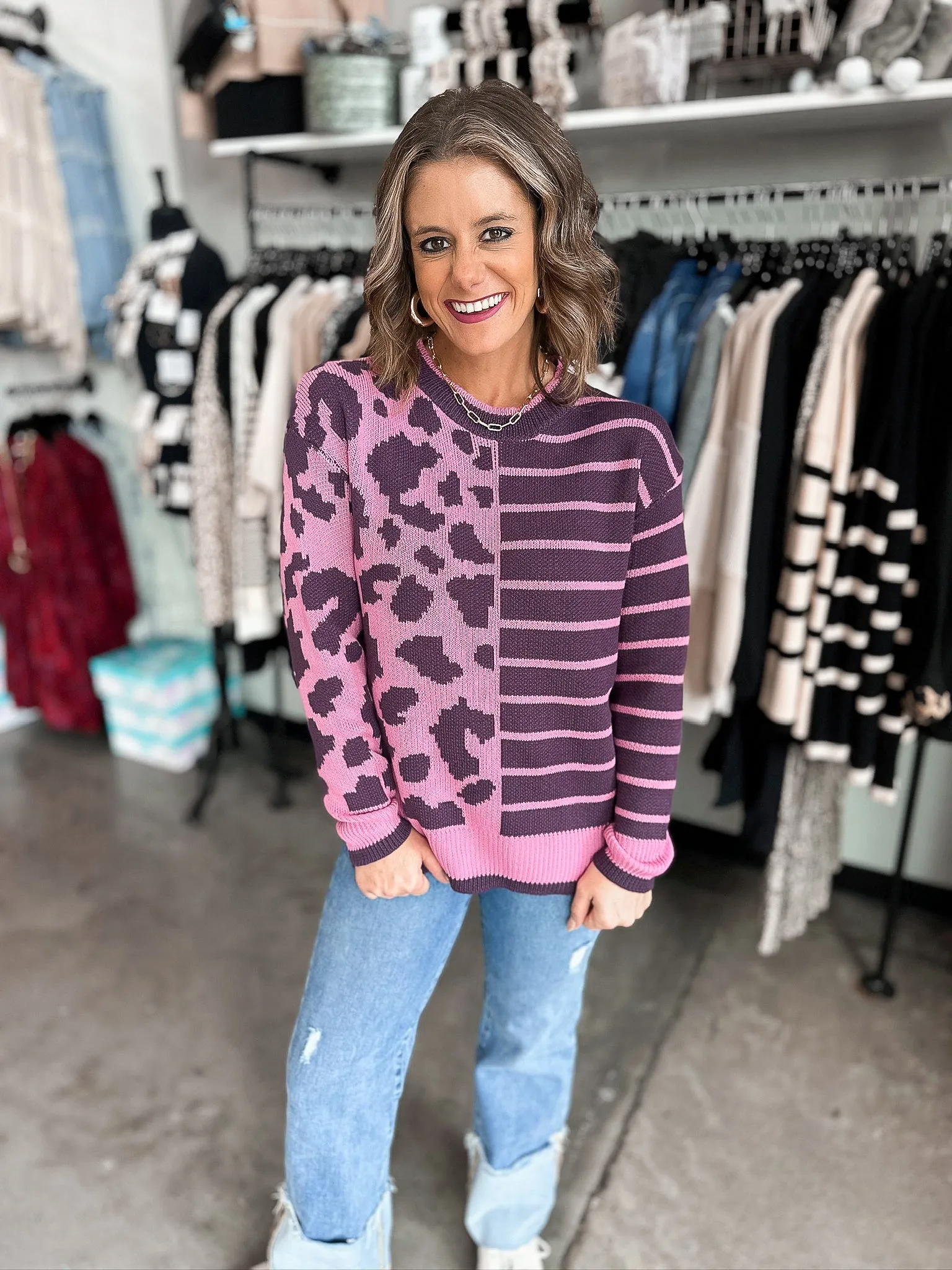 Molly Leopard & Stripe Sweater