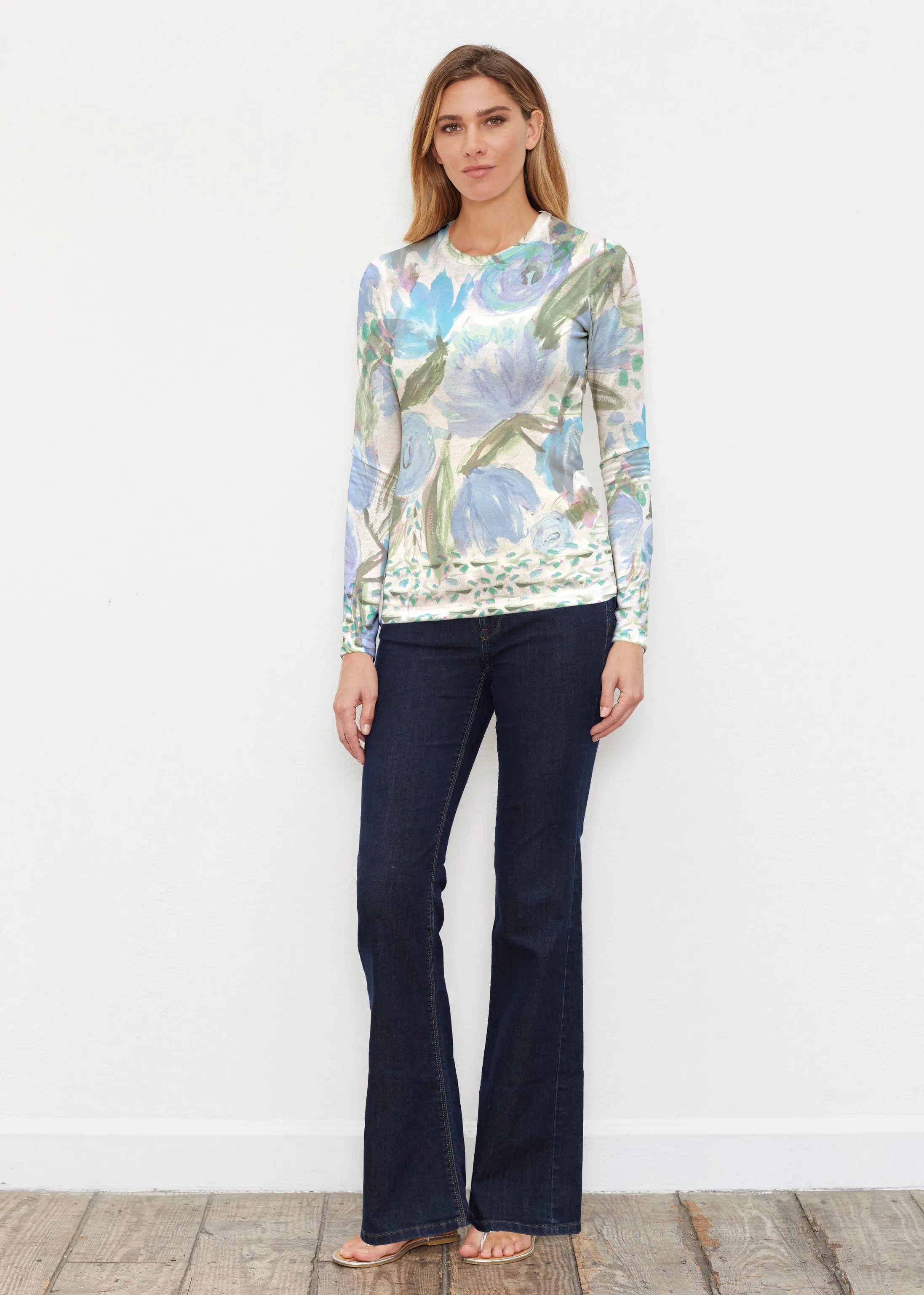 Monet Blue (17178) ~ Butterknit Long Sleeve Crew Top