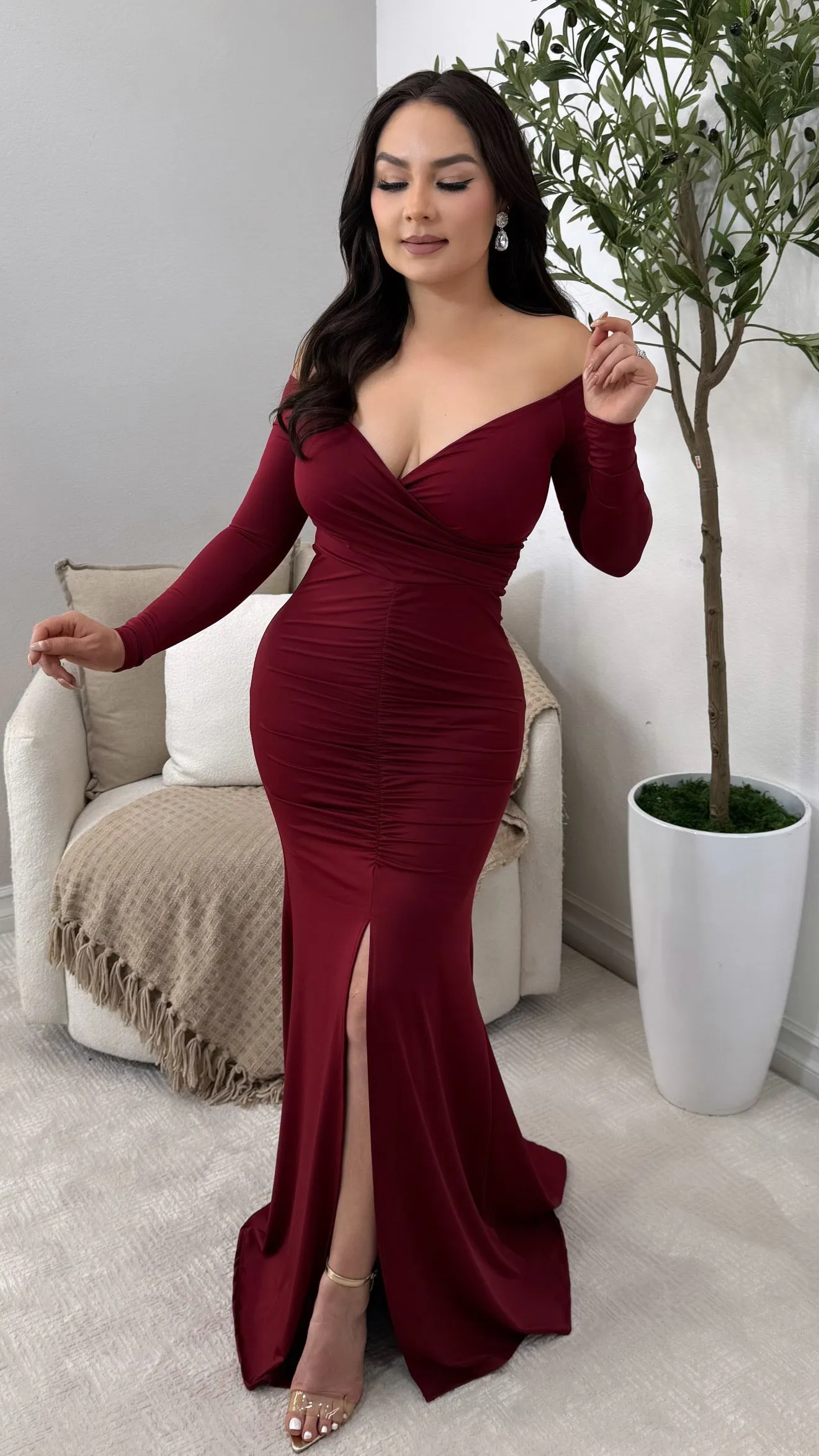 MONTECARLO BURGUNDY  DRESS