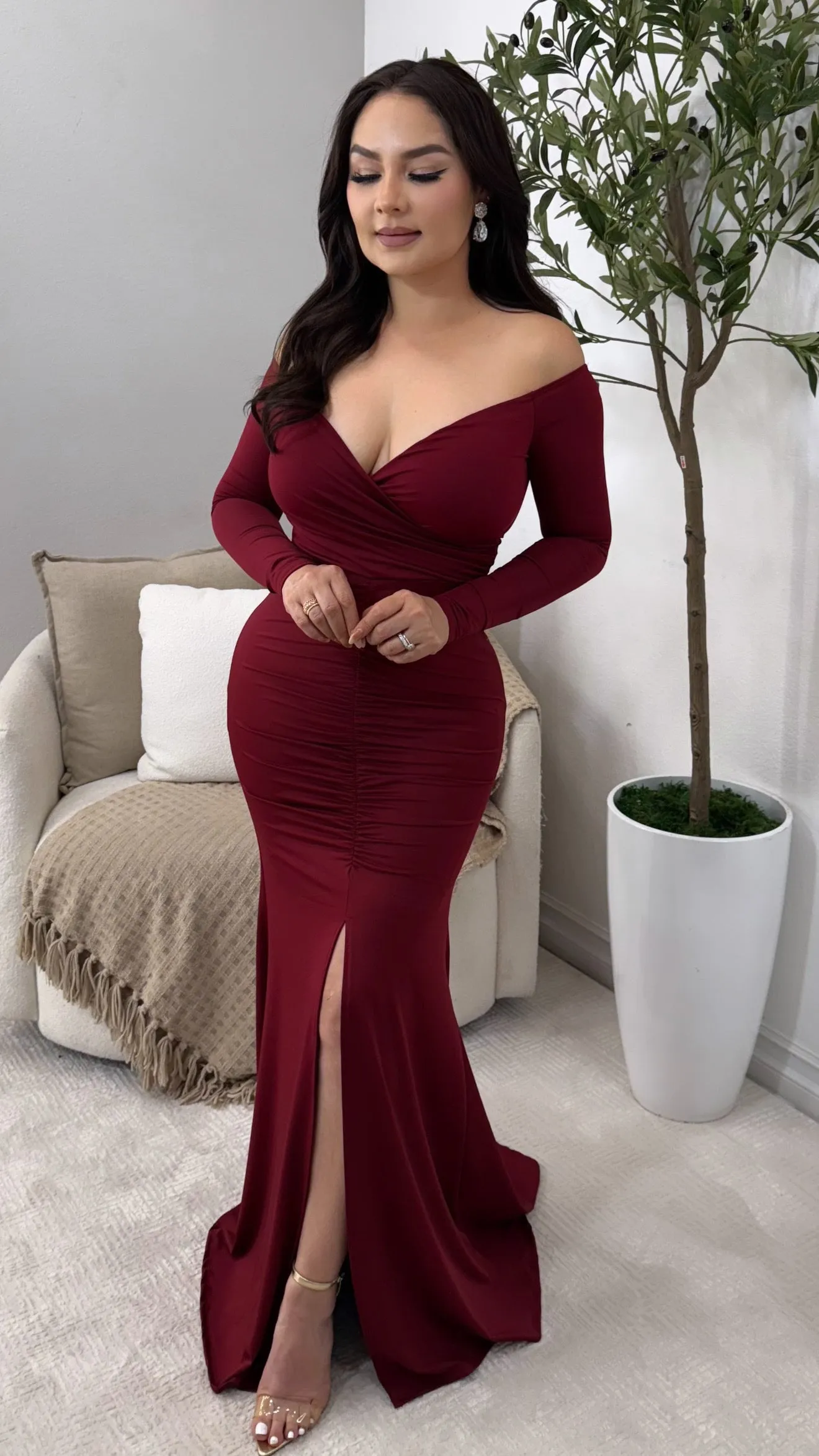 MONTECARLO BURGUNDY  DRESS