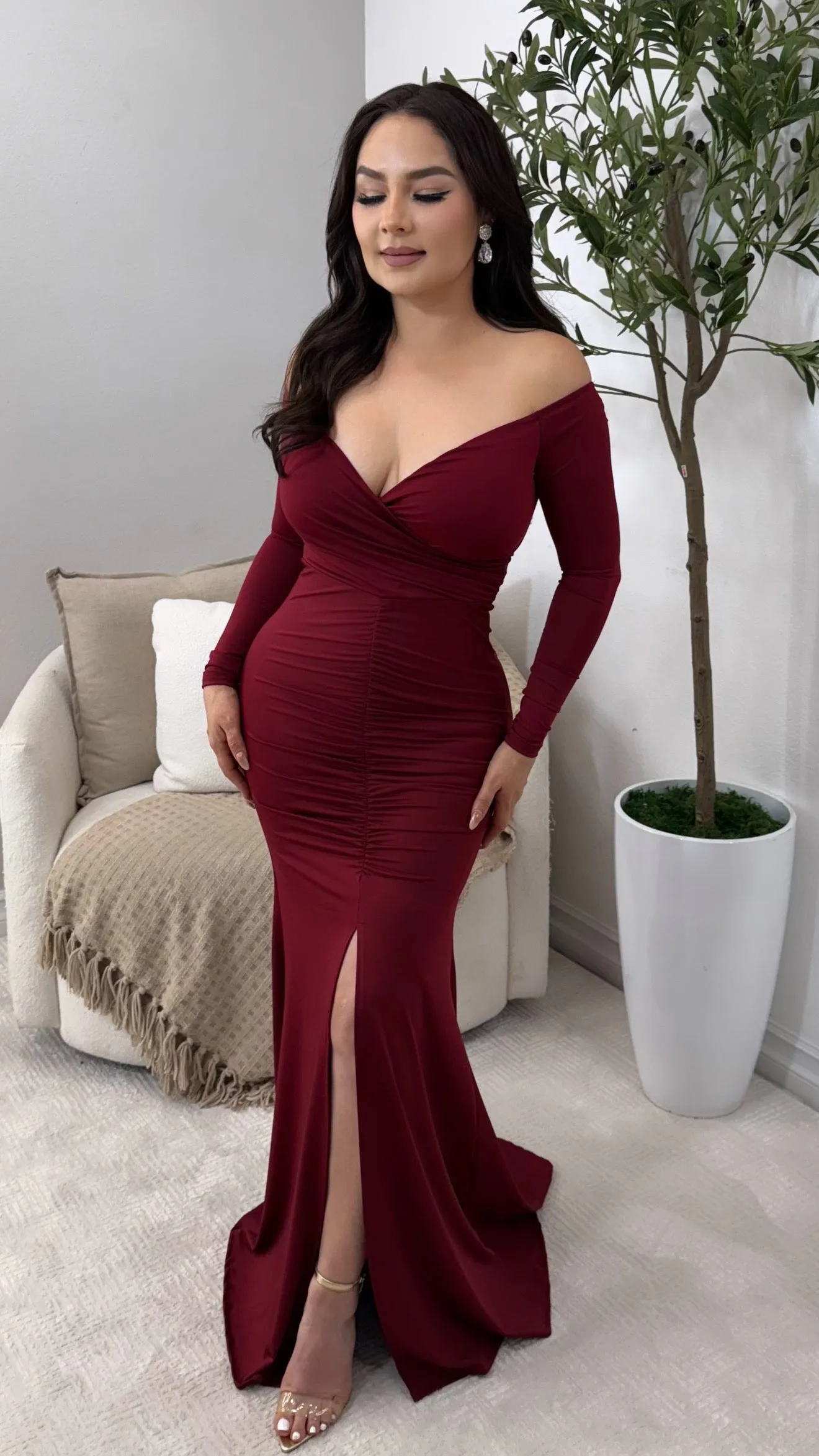 MONTECARLO BURGUNDY  DRESS