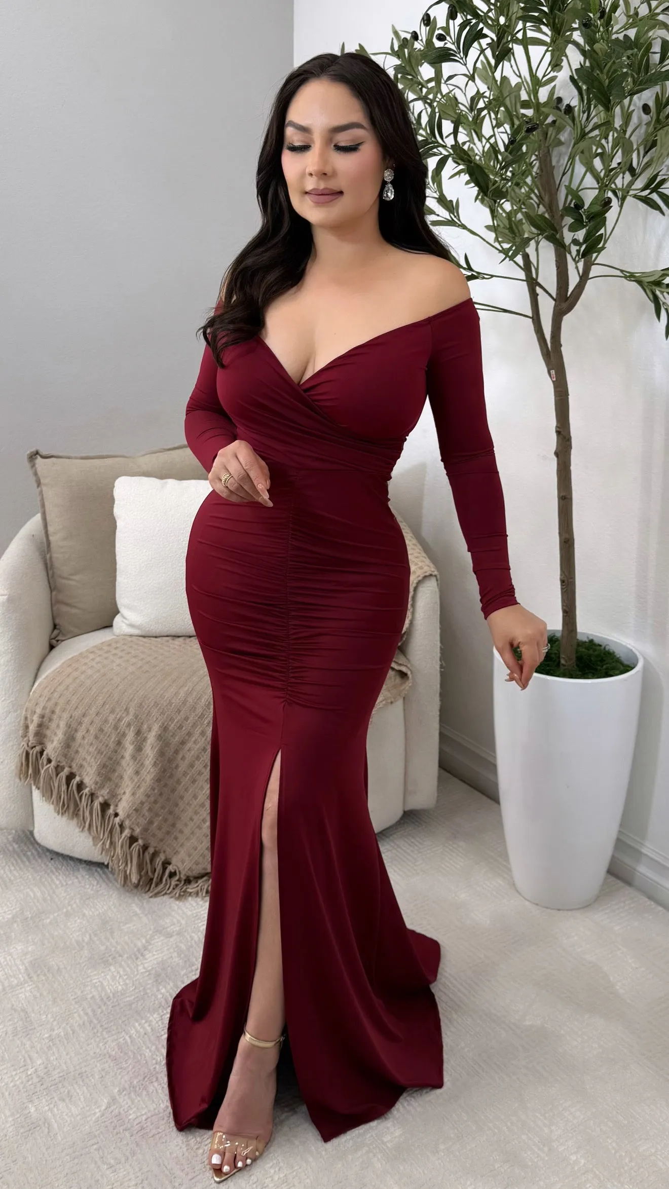 MONTECARLO BURGUNDY  DRESS