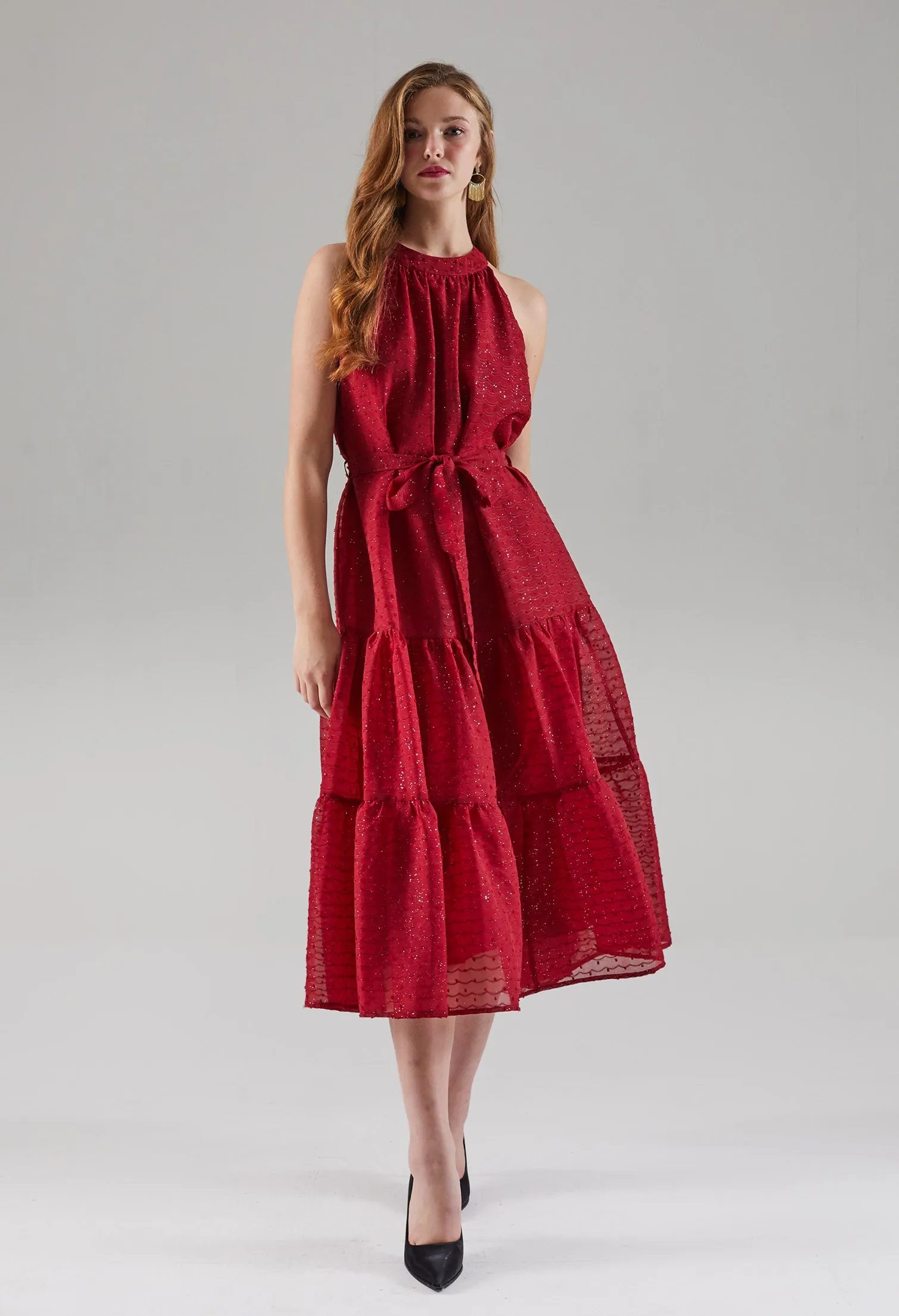 Moonlit Halter Tiered Dress