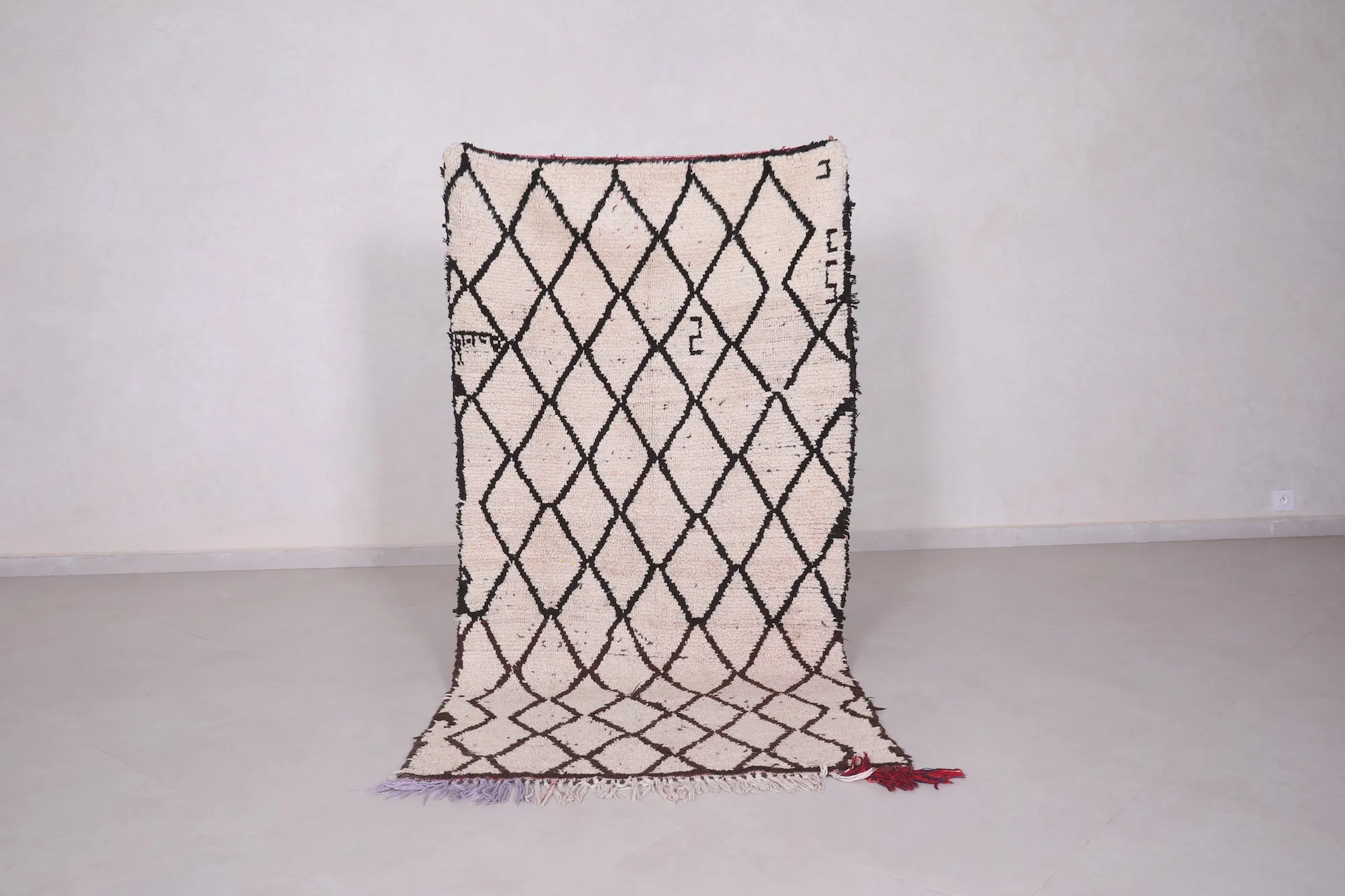 Moroccan Beni Ourain Rug – 3.3 x 6.6 ft Handwoven Wool Carpet