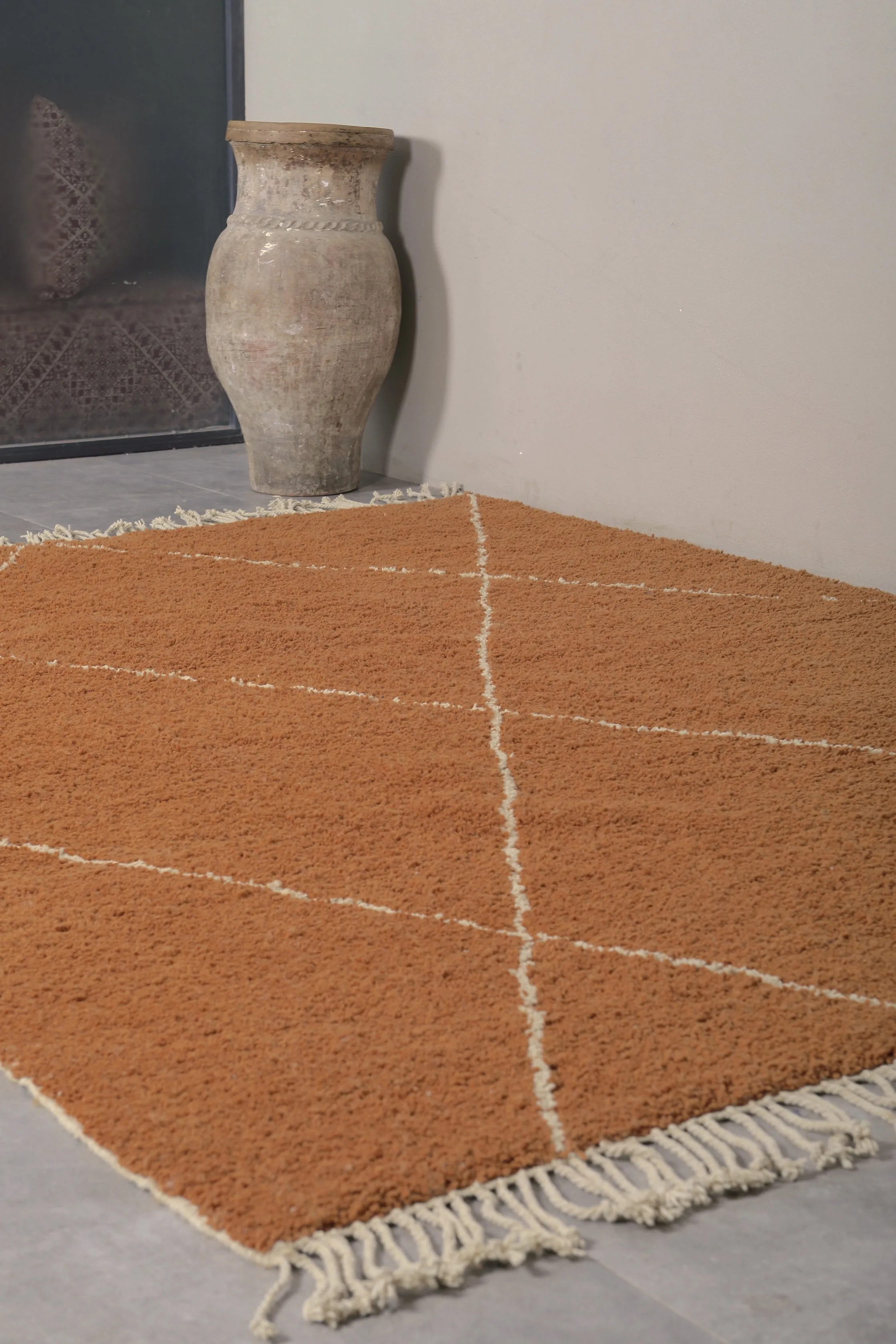 Moroccan Beni ourain rug Hand knotted rug Treliis