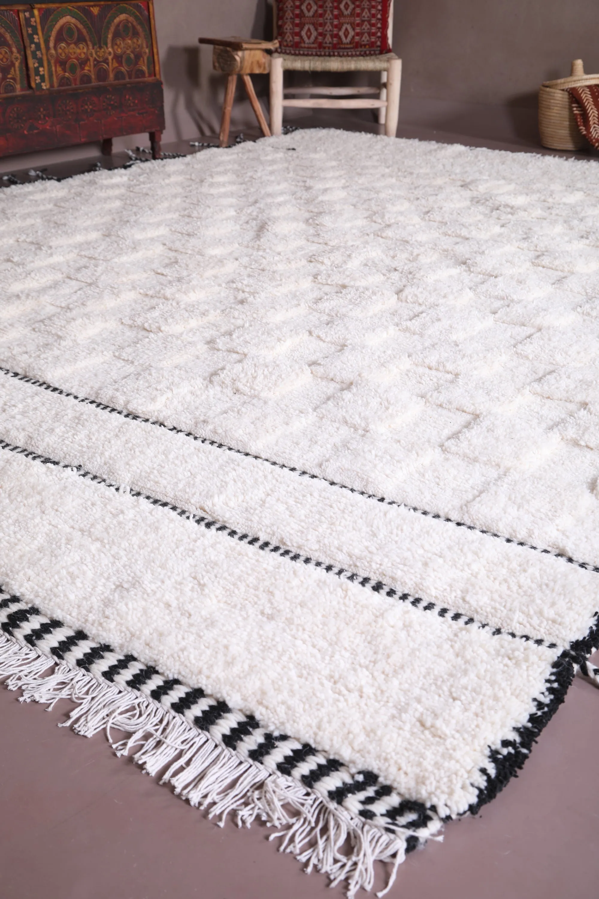 Moroccan Beni ourain rug - Wool Berber Carpet - Custom Rug