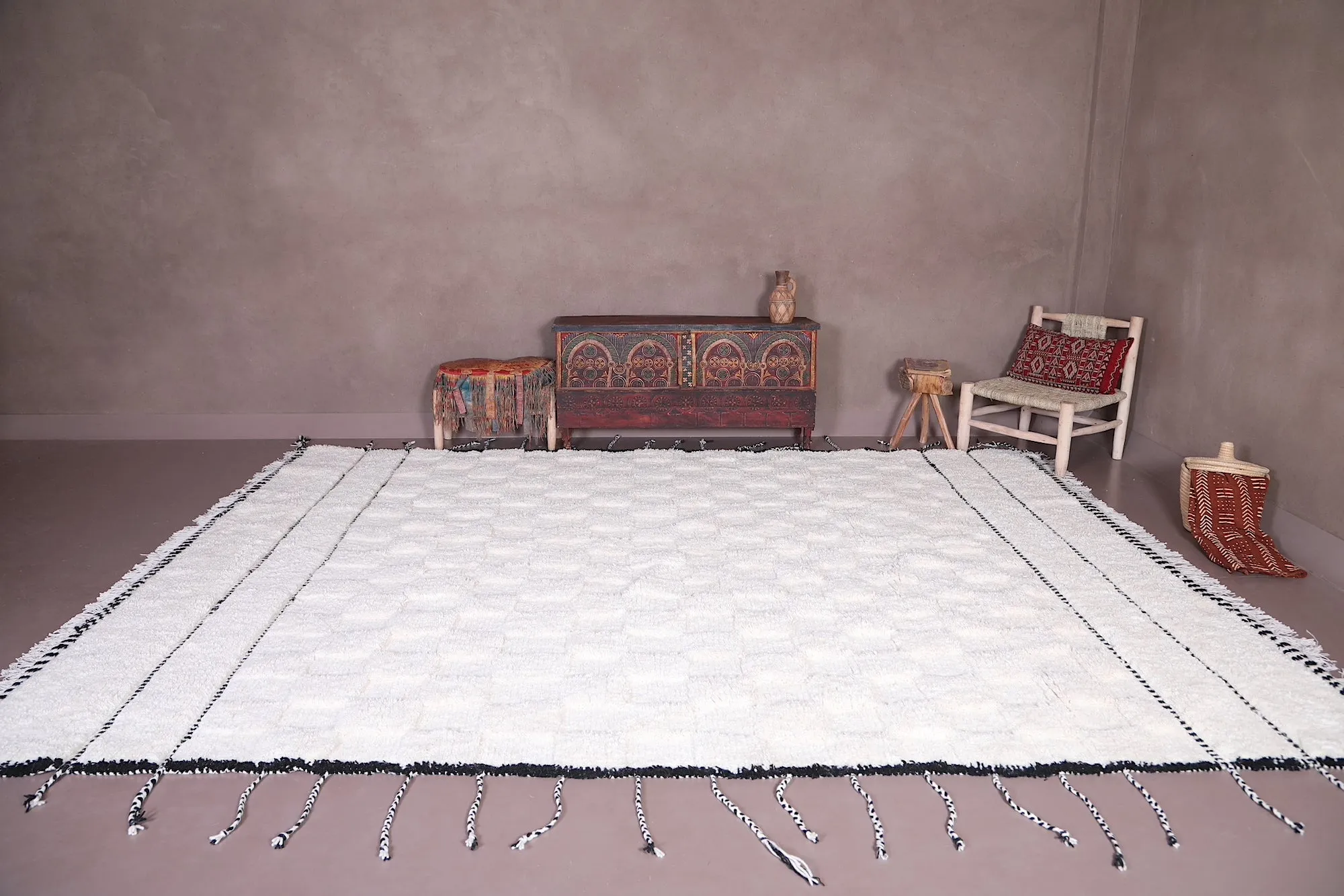 Moroccan Beni ourain rug - Wool Berber Carpet - Custom Rug