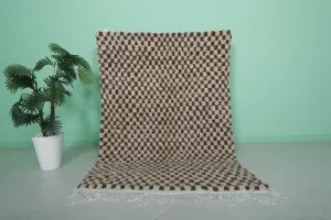 Moroccan Berber Rug - 4.4 x 6.3 ft - Handwoven Wool Striped Rug